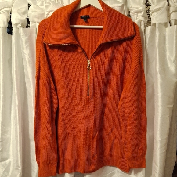 Talbots Orange Zip Up Sweater with Stand-Up Collar 2X 🩵🩵🩵🩵 - Picture 1 of 6